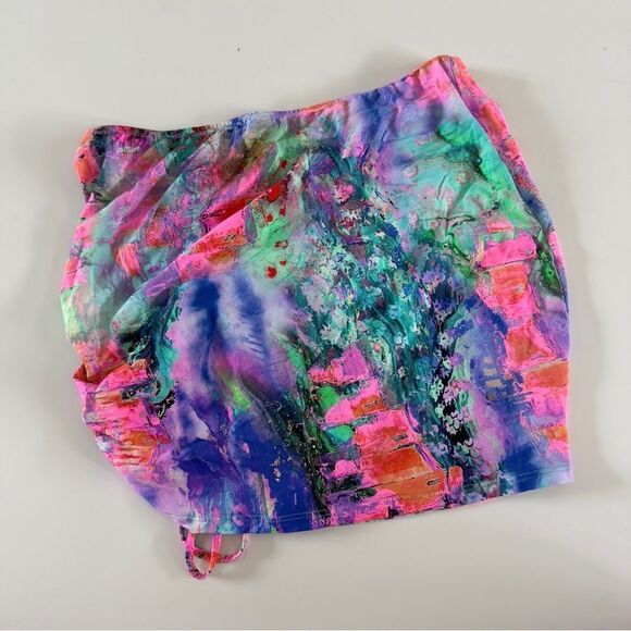 ⭕️ Luli Fama  Scrunch Up Mini Skirt Bikini Cover - Picture 6 of 8